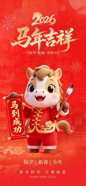 马年吉祥卡通形象贺岁图