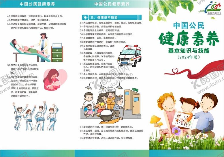 编号：52621601210530182452【酷图网】源文件下载-健康素养三折页