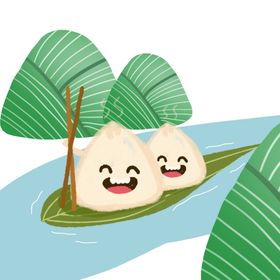 手绘粽子划龙舟