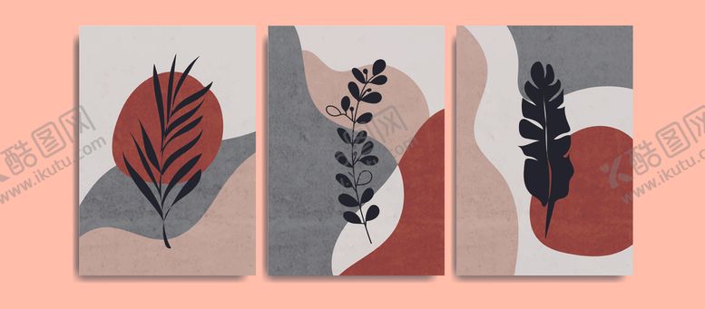 编号：29993210062118291505【酷图网】源文件下载-抽象植物装饰画组合