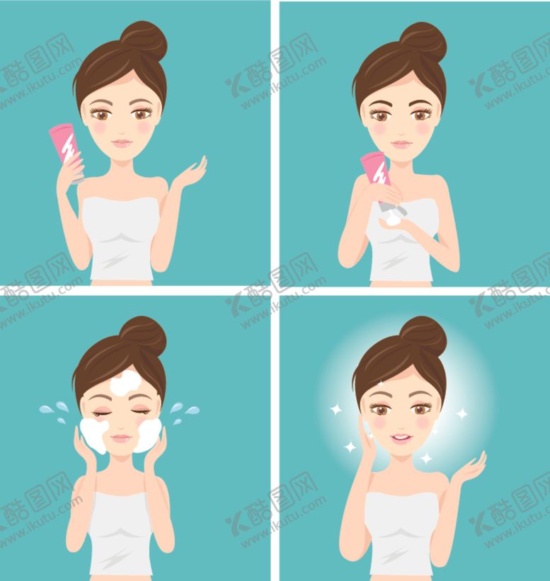 编号：61403010101827594447【酷图网】源文件下载-女孩做面膜保养插画