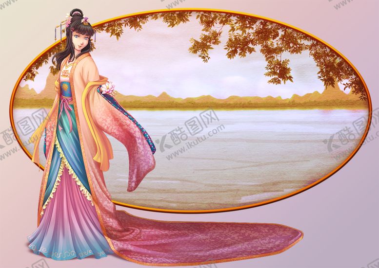 编号：39162310101847435842【酷图网】源文件下载-古风人物美女插画素材