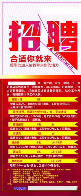 足疗城招聘海报