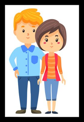 手绘情侣恋人爱男女卡通