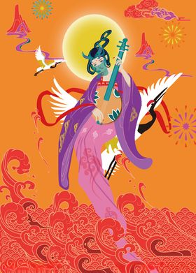 嫦娥美女千鹤图