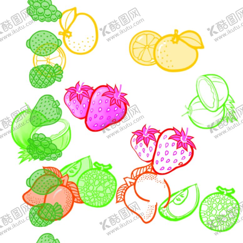 编号：31098110040556176940【酷图网】源文件下载-线条水果