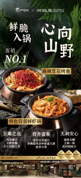 山野风烤鱼餐饮海报