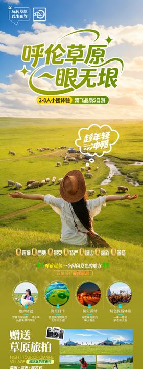 呼伦草原一眼无垠旅游海报