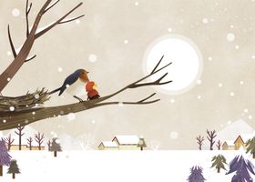 唯美小清晰雪景插画