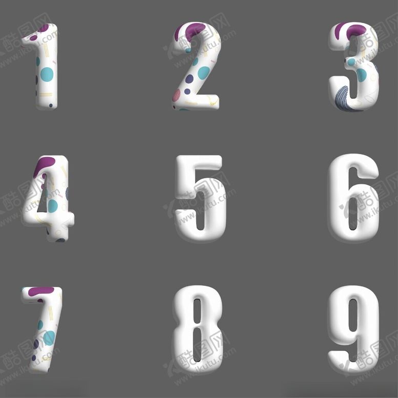 编号：18099402161235495942【酷图网】源文件下载-白色膨胀风数字