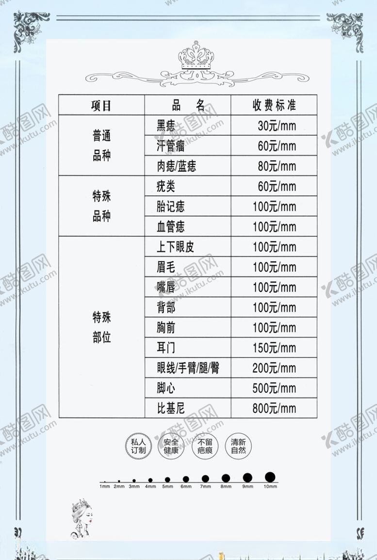 编号：45609505092241195930【酷图网】源文件下载-美容价格表