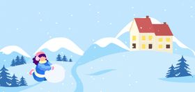 卡通冬日玩耍背景