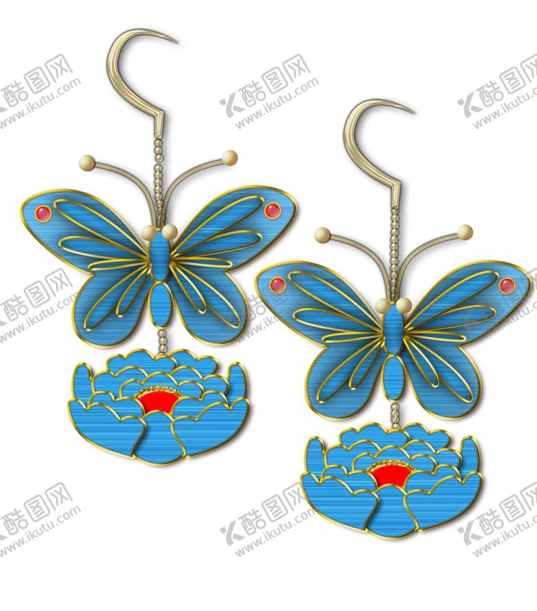 编号：10308807032053296562【酷图网】源文件下载-点翠蝴蝶耳环