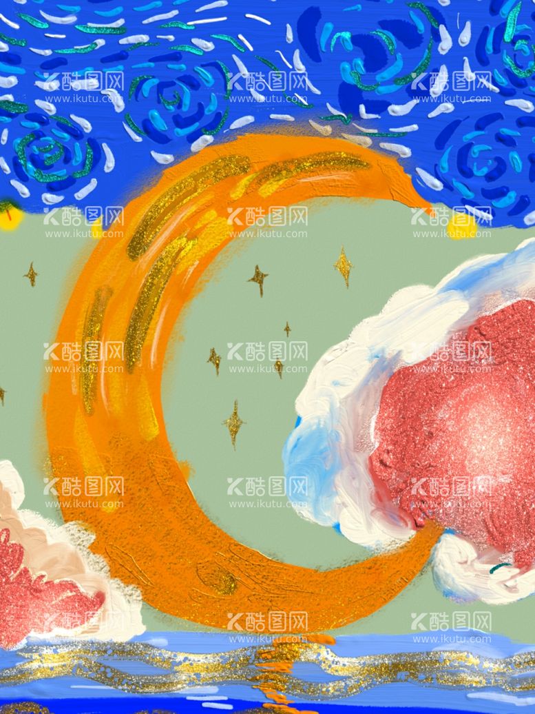 编号：12162812300350394989【酷图网】源文件下载-星星月亮