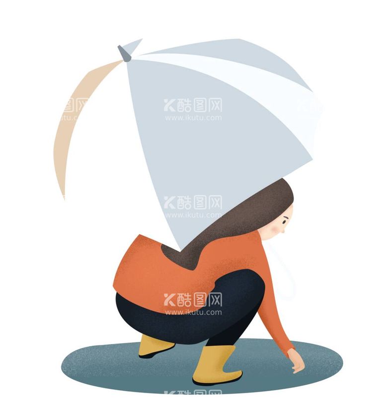 编号：93580711271944013325【酷图网】源文件下载-谷雨插画下雨天女孩