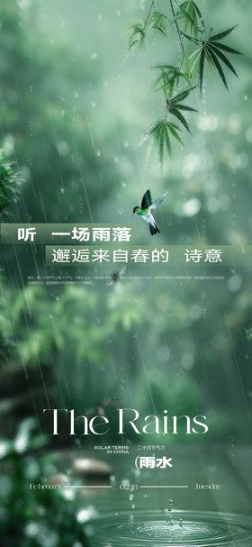 质感春分谷雨节气海报