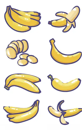香蕉卡通水果趣味草莓水果插画卡通樱桃