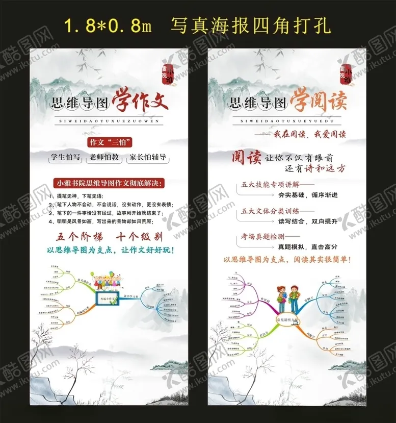 编号：81082106270004585904【酷图网】源文件下载-思维导图作文阅读班宣传展架