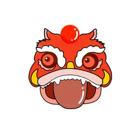 舞狮插画龙年2024新春喜庆