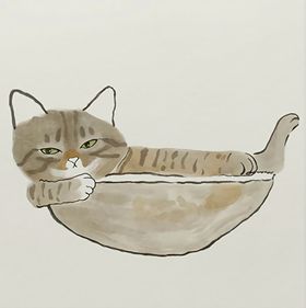 抽象猫咪手绘插画装饰画