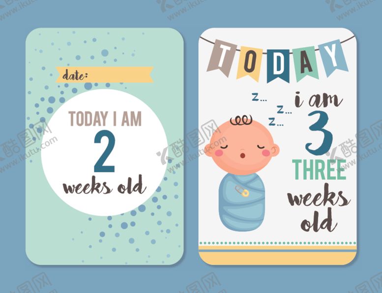 编号：15538111022012579268【酷图网】源文件下载-婴儿成长里程碑卡片