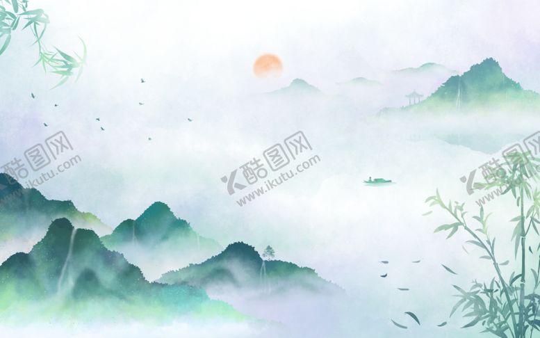 编号：61113304142320536949【酷图网】源文件下载-意境山水背景