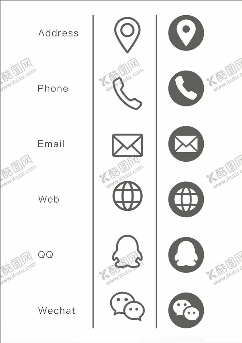 编号：89870501270139226288【酷图网】源文件下载-名片常用图标