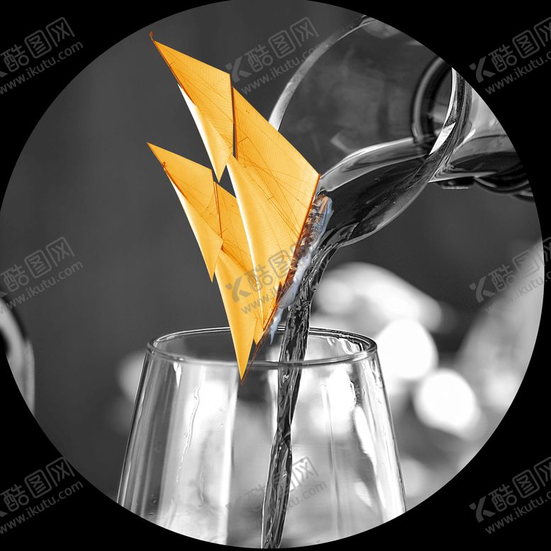 编号：20813509201132214836【酷图网】源文件下载-金色帆船酒杯圆形挂画装饰画