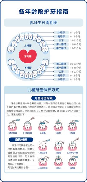 各年龄段护牙指南印刷宣传海报