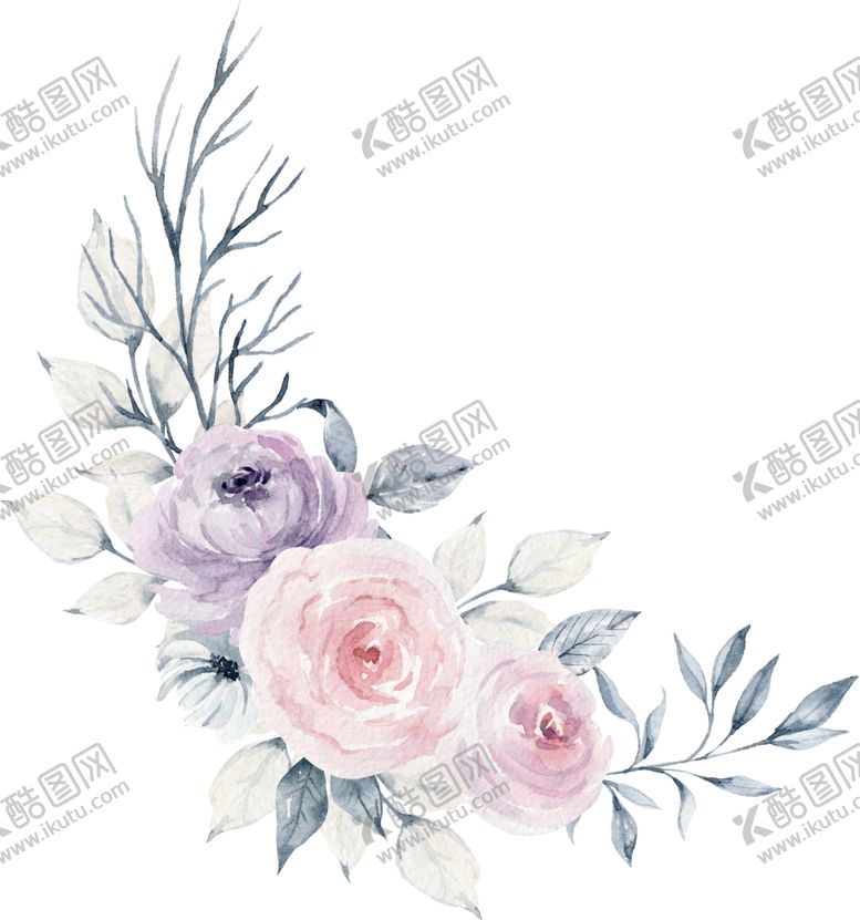 编号：80966506301834267920【酷图网】源文件下载-水彩绘画花朵树枝装饰