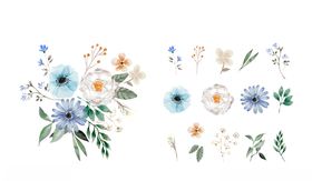 花朵花束插画卡通背景海报素材