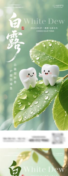 白露节气系列牙齿海报
