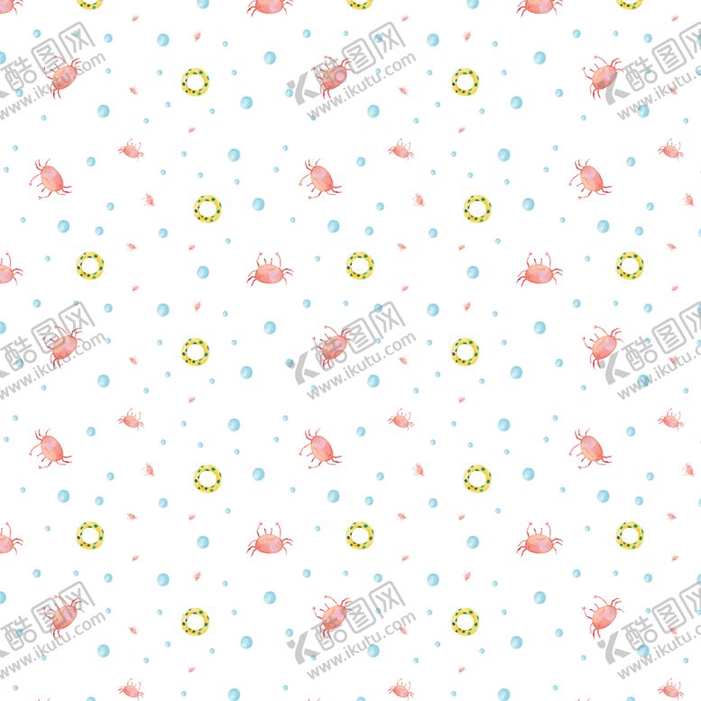 编号：65383410120200539800【酷图网】源文件下载-夏季可爱手绘水彩无缝插图