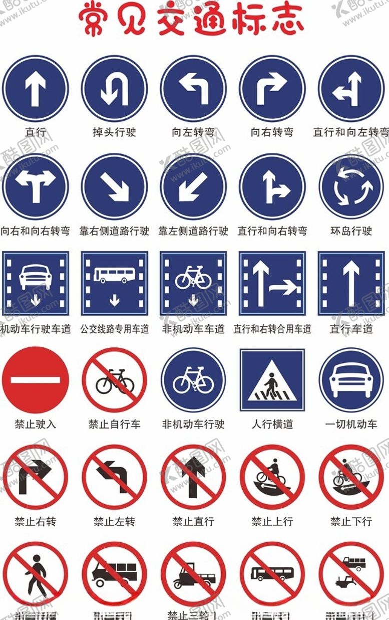 编号：83358001261302337161【酷图网】源文件下载-常见交通标识