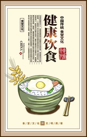 校园食堂挂画展板