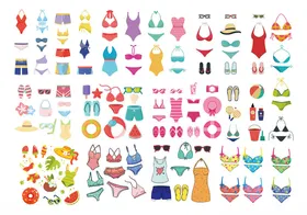 多样时尚泳衣图标集合