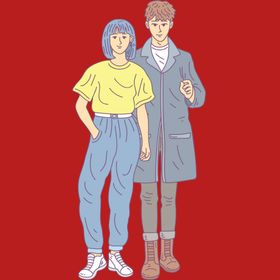手绘情侣恋人爱男女卡通
