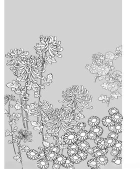 日本线描植物花卉矢量素材