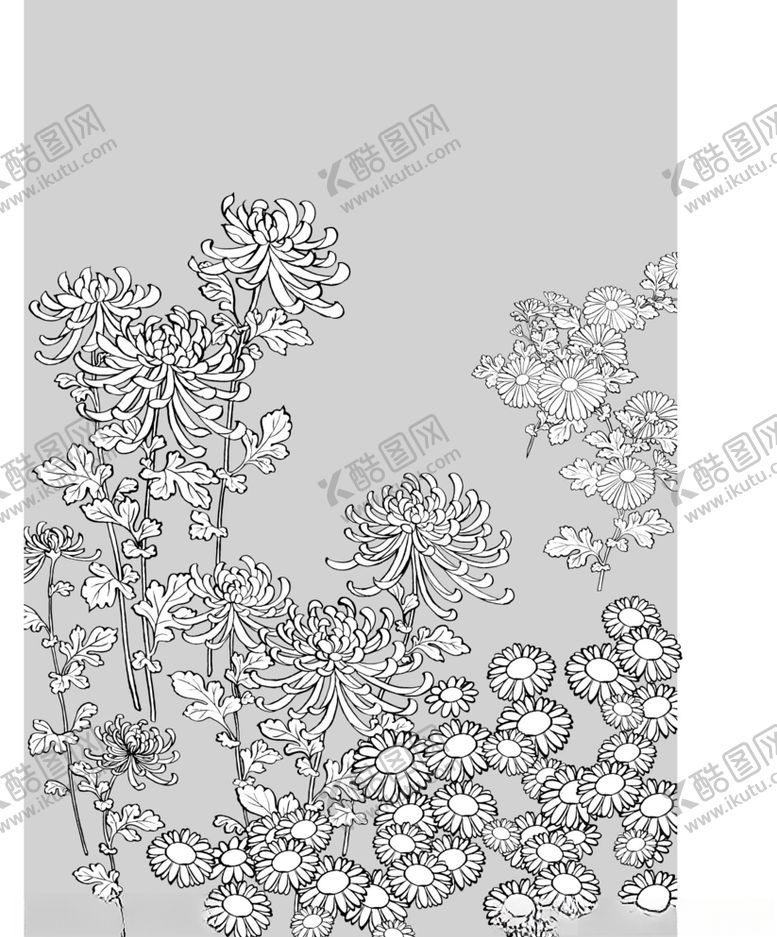 编号：41828210220314154260【酷图网】源文件下载-日本线描植物花卉矢量素材