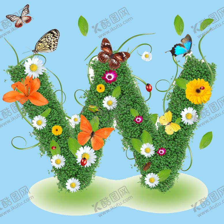 编号：58667610191206392573【酷图网】源文件下载-精美植物花朵字母设计