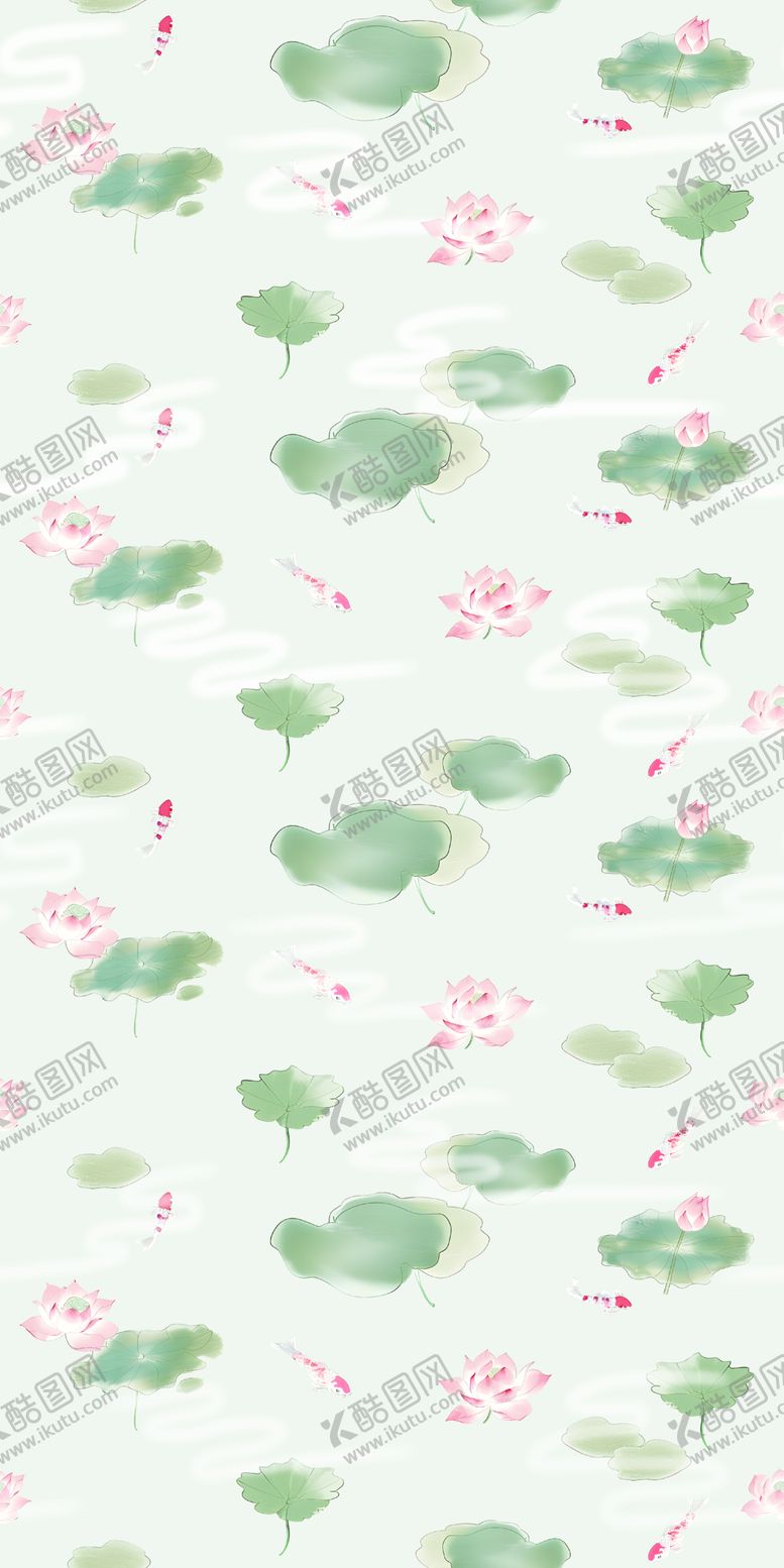 编号：59608704242359118154【酷图网】源文件下载-清新荷叶荷花图案背景