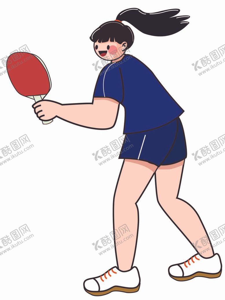 编号：31003412050357041559【酷图网】源文件下载-原创手绘乒乓球运动员女孩素材
