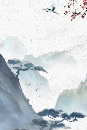 水墨背景墙写意山新中式山画