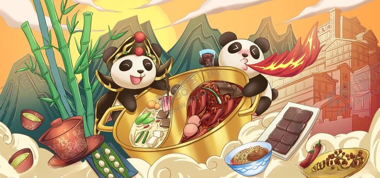 编号：88196909290841008499【酷图网】源文件下载-火锅美食插画