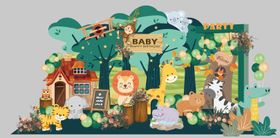 动物儿童森林生日宴百岁宴布置