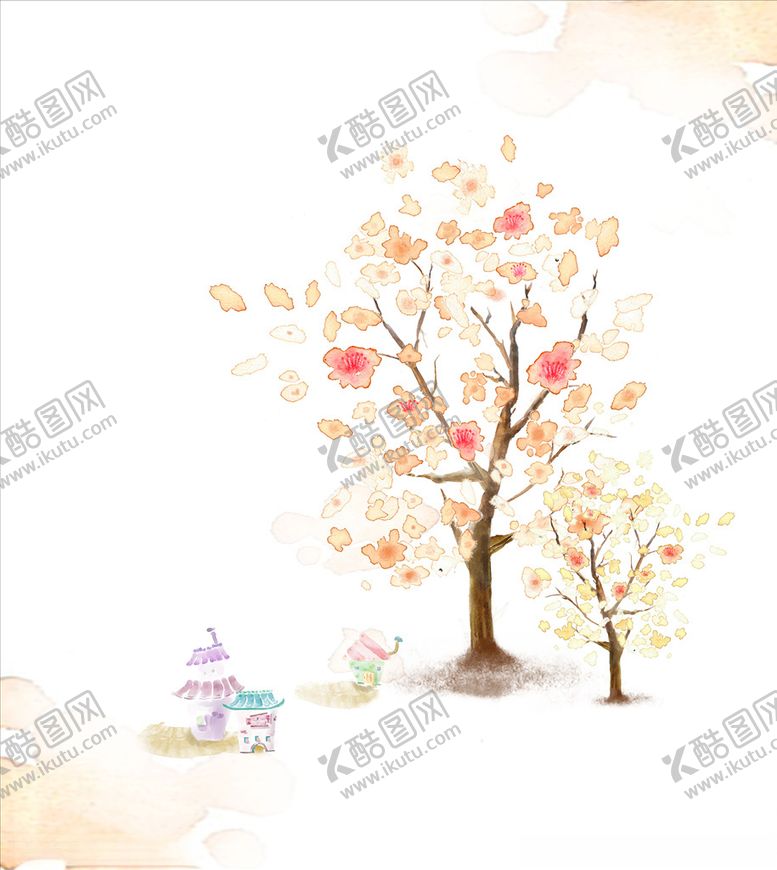 编号：21355610112028594874【酷图网】源文件下载-手绘水彩卡通树