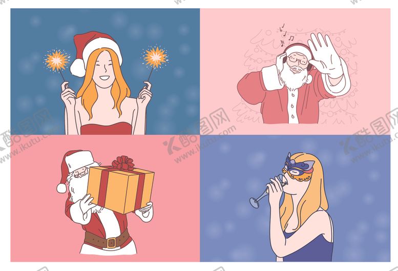 编号：12967810022155404662【酷图网】源文件下载-圣诞主题人物插画