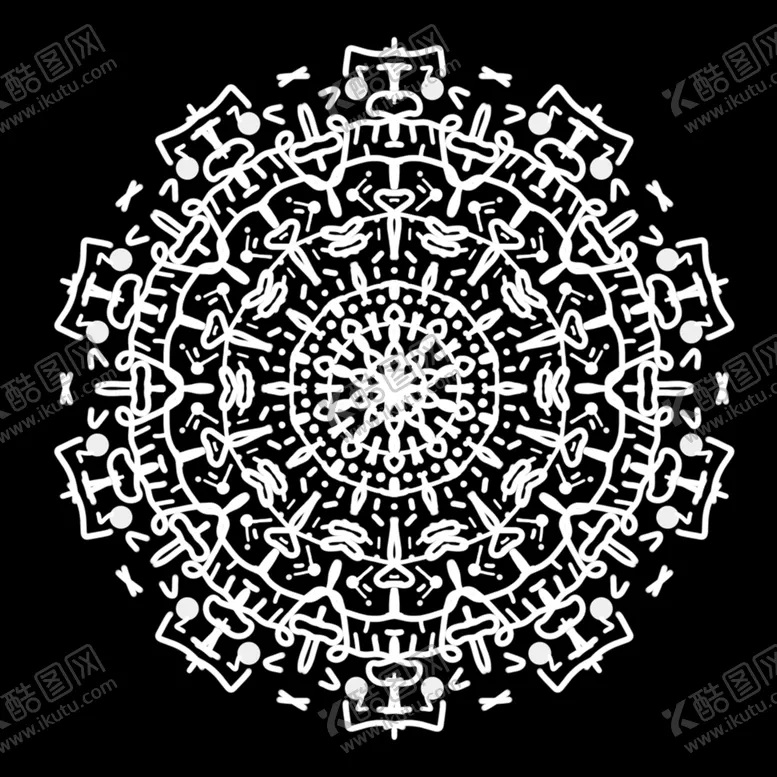 编号：93444206180409261594【酷图网】源文件下载-黑白单色花纹对称免扣图形