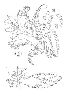 传统刺绣花纹线稿