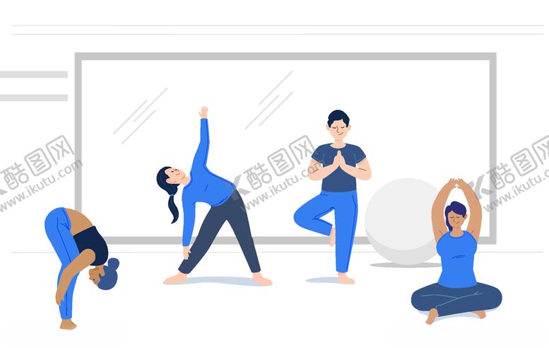 编号：22194509230507428976【酷图网】源文件下载-矢量瑜伽人物